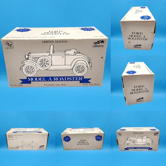 Vintage 1992 Liberty Classics Pink Ford Model A Roadster Coin Bank w/ Box & Key - Picture 11 of 11